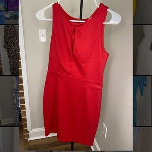 Red Key Hole Fitted Dress Size S